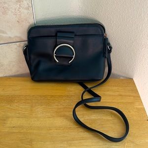 Nine West Gareth Black Crossbody Silver Buckle